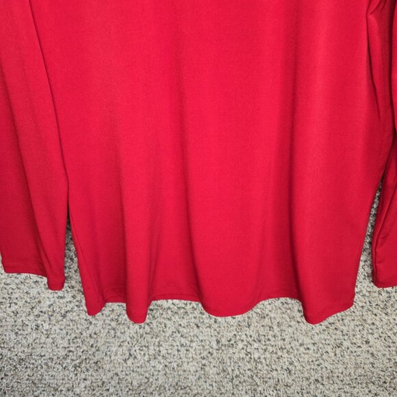 Susan Graver Top Womens Small Red Liquid Knit Mock Neck Blouse Stretch Ladies - Picture 5 of 7